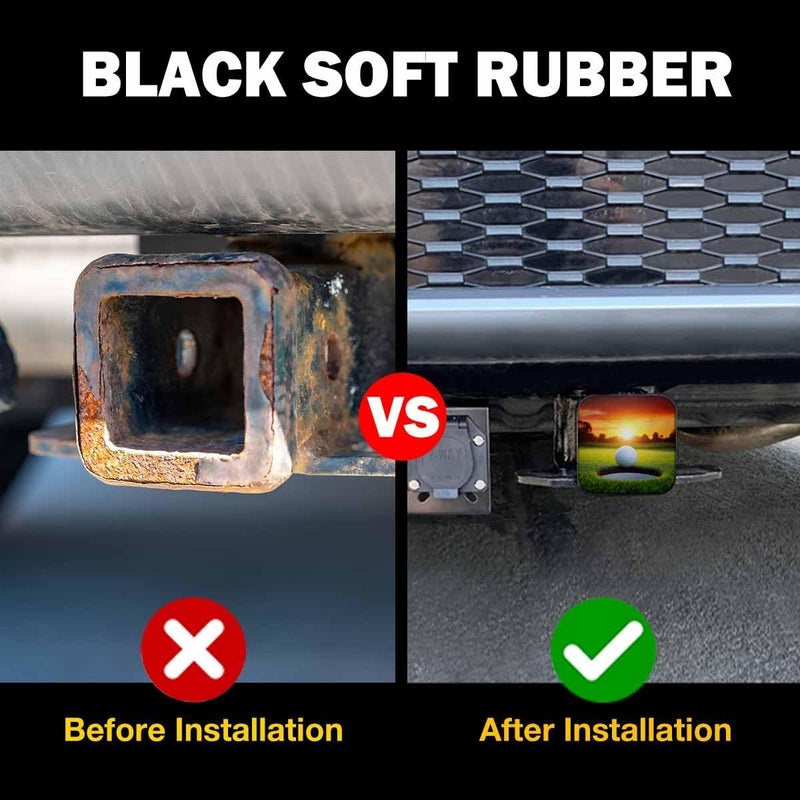 Beabes Golf Tube Hitch Cover 2 Inch Sport Golf Ball Grass Hole Sunlight Rubber Receiver Tube Hitch Plug for Cars, Square Hitch Plug Covers for Trucks - Image 5